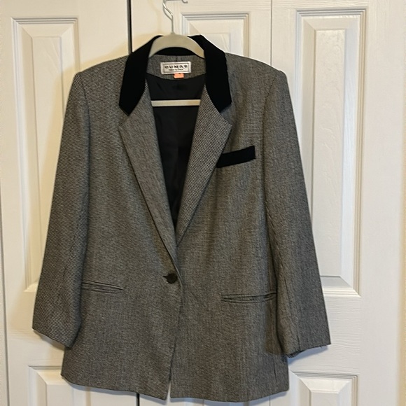 Vintage Jackets & Blazers - Vintage Dumas Blazer Coat Woman's 12 Wool Herringbone Lined Blazer